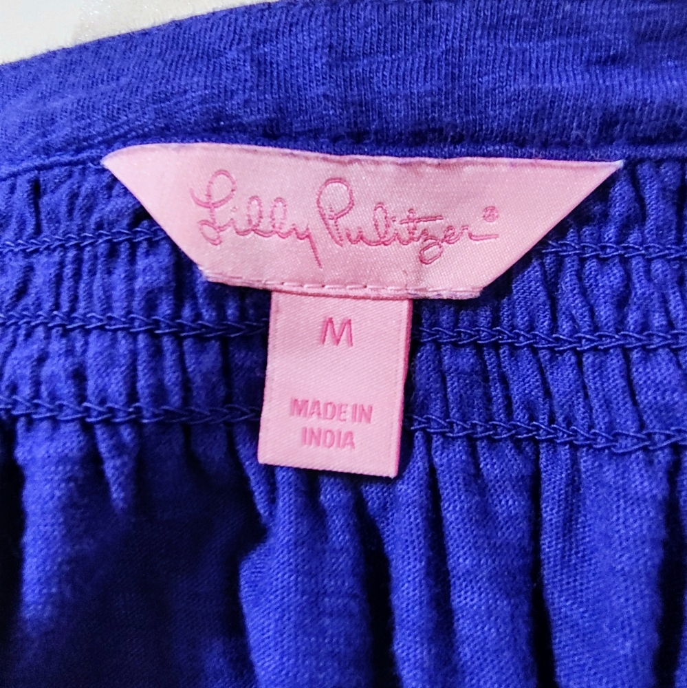 Lilly Pulitzer Esse Royal Blue Sleeveless Midi Shift Dress w/ Button Detail in M - Picture 9 of 10